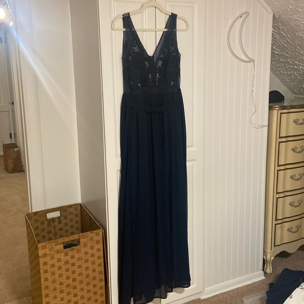 Navy Blue Long Prom Dress